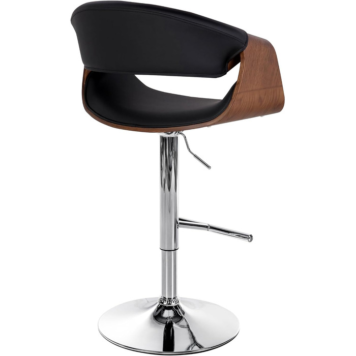 Барний стілець CLP Foley з штучної шкіри, з підлокітниками та спинкою, регульована висота, чорний колір