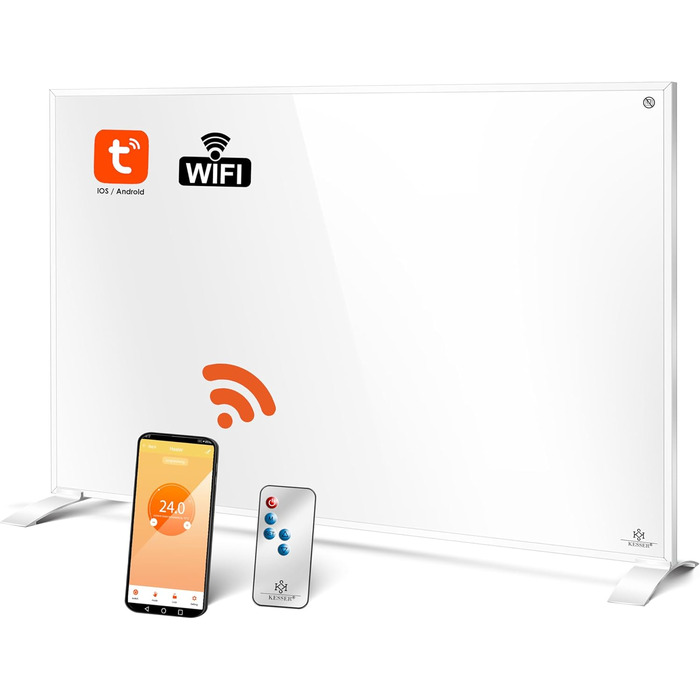 Інфрачервовий обігрівач KESSER®: енергозберігаючий, з дистанційним керуванням та термостатом, для дому, білого кольору (550W)