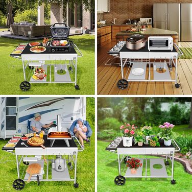 Гриль-возна тележка Denmay для Weber Q, Ninja Woodfire, піци, з великою робочою поверхнею