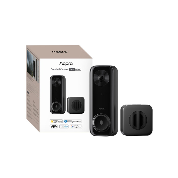 Aqara G400 Відеодзвінок з Chime, 2K HD, PoE/Кабель, HomeKit, Розпізнавання, IP65