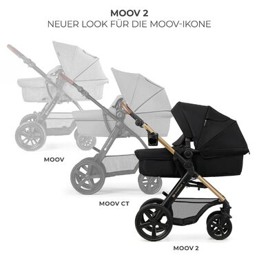 Дитяча коляска Kinderkraft MOOV 2 3 в 1 з автокріслом I-SIZE, чорна, до 22 кг