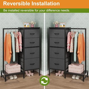 Комод 111 см з 4 висувними ящиками з тканини, шафа для одягу, комод для спальні, вітальні, передпокою, сірий (30T x 76.5B x 111H см)