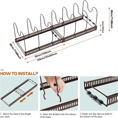 Тримач для каструль Housolution 14 відділень 18x30x7,3 см бронзовий