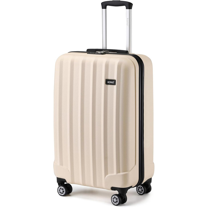 Троєвий валіза Kono ABS з жорстким корпусом, 4 колеса, з замком (Бежевий, ручна поклажа)