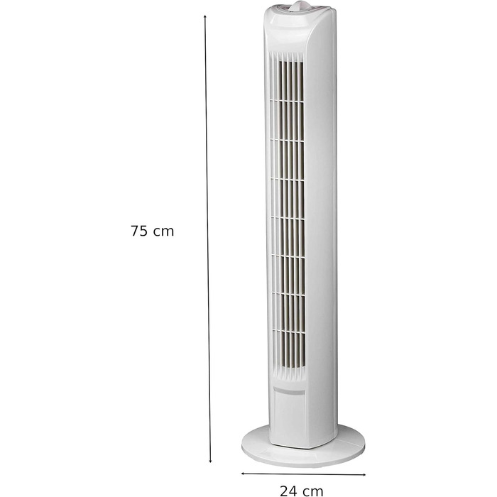 РІВНЯННЯ - Баштовий вентилятор - ВЕЖА - Білий - H 75 см - 45 Вт - 3 режими швидкості - Таймер - Вентилятор на п'єдесталі з коливанням Баштовий вентилятор - Білий - H 75 см