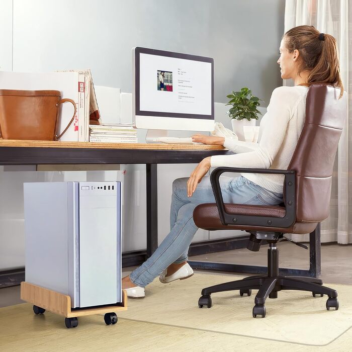 Кріплення для CPU KIRIGEN, комп'ютерний корпус ATX, мобільний стенд з колесами, натуральне дерево