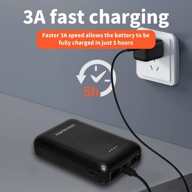 Павербанк LUXHOMY 10000mAh для жилета/куртки з підігрівом, USB-C та мікровходи, 2 USB-виходи, одяг 5V