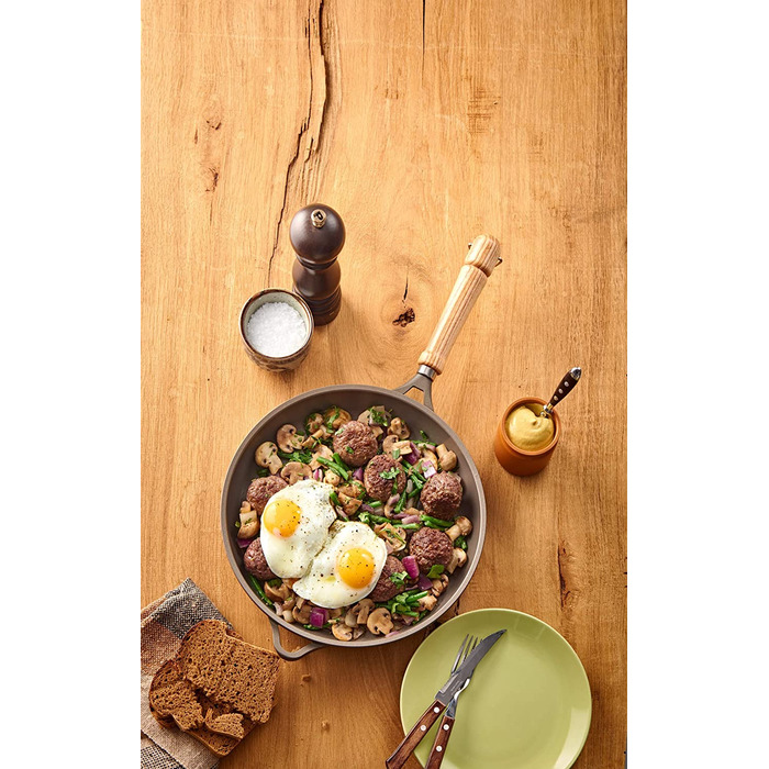 Сковорода Berndes Bonanza 24 см з антипригарним покриттям, індукційна, з високим бортиком, алюмінієвий лиття, чорна