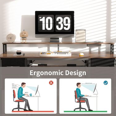 Ігровий стіл BEXEVUE з розетками та LED-підсвіткою 120x50 см - сучасний комп'ютерний стіл з підставкою для клавіатури, 4 висувні ящики, велика полиця для навчання, ігор та роботи. Колір: коричневий