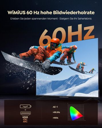 Проектор WiMiUS 1100 ANSI з 4K, Dolby Audio, WiFi 6, Bluetooth та Автофокусом для Домашнього Кінотеатру та Відкритих Подій (Android/iPhone)