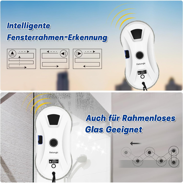 Робот для миття вікон електричний 5600Pa з 3 режимами, інтелектуальним визначенням країв, пультом дистанційного керування, автоматичним подачею води, для внутрішніх та зовнішніх вікон