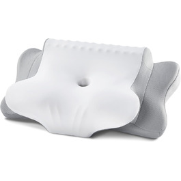 Подушка для шиї, подушка для голови з Memory Foam, ергономічна подушка для сну на боці, спині та животі, сіро-білий колір, 64 x 39 x 13 см