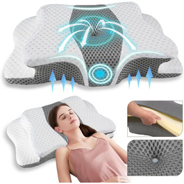 Ортопедична подушка для шиї з Memory Foam, регульована висота, ергономічна, для комфортного сну, без запаху, підходить для сну на боці
