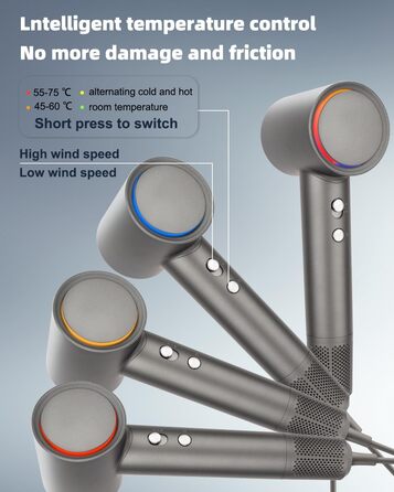 Професійний високошвидкісний фен для волосся з дифузором, 130 000 об/хв, з іонізацією (500 млн негативних іонів), 4 температурні режими та 2 швидкості