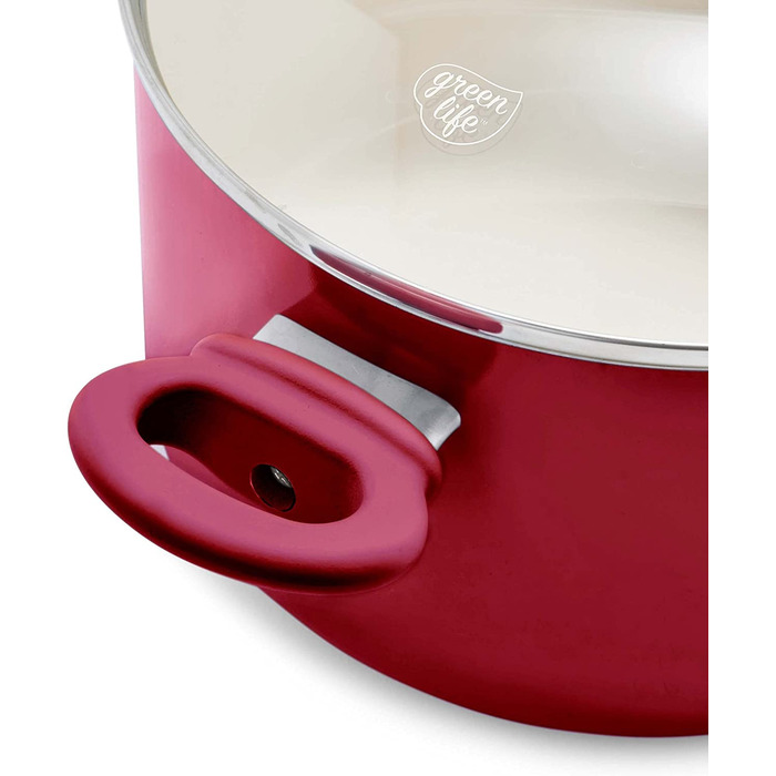 Набір посуду GreenLife Soft Grip з антипригарним покриттям, 16 предметів, не містить PFAS, червоного кольору