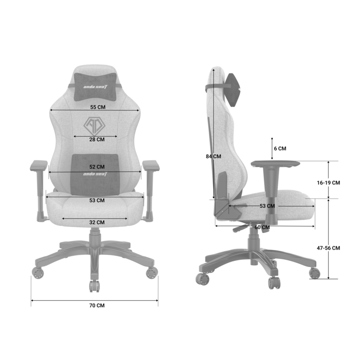 Крісло ігрове Anda Seat Phantom 3 Dark Grey Fabric Size L