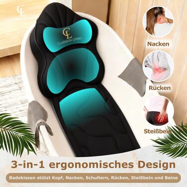 Подушка для ванни повний корпус (126x41 см) з підголівком (13 см) - біла (темно-сіра) - підтримка шиї, спини та ніг + сумка для прання та подорожі