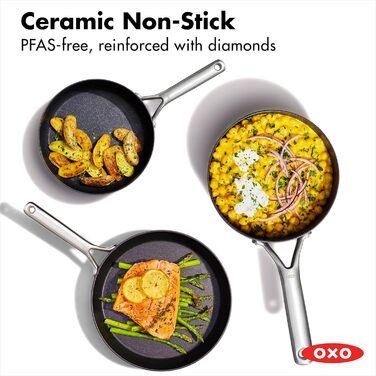 Набір каструль та сковорідок OXO Professionelles: 5 предметів, керамічне антипригарне покриття, індукція, нержавіюча сталь, кераміка, чорний