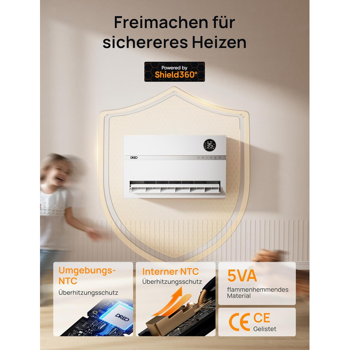 Електричний конвектор Dreo Smart Heizung: 2000W, з пульт та app, осциляція 120°, 5 режимів, таймер 24г, PTC кераміка, термостат
