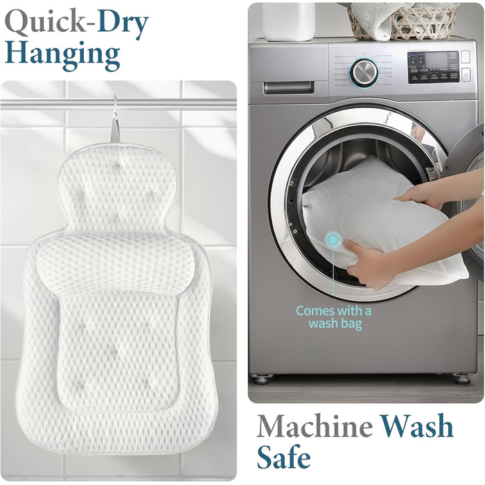 Подушка для ванни на голову та шию, бежева, 3D-сітка, 54 присоски - комфортний аксесуар для релаксу у ванні