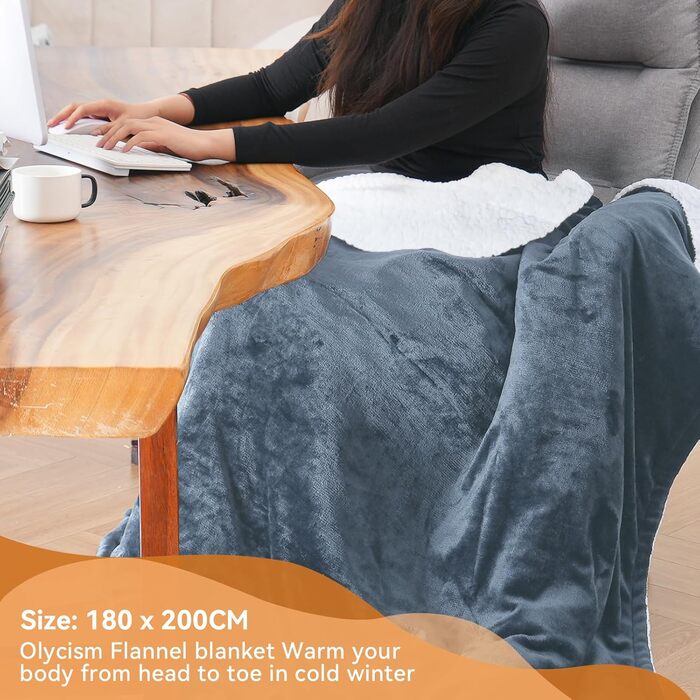Електрична гріюча ковдра з автовимкненням, 9 температурних режимів та таймером, захист від перегріву, для дому та офісу (сіра, 180x200 см)