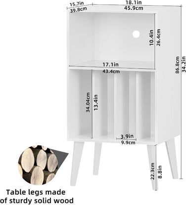 Сумка для вінілових платівок на 160 платівок, органайзер для вінілу, підставка для програвача, білий, Mid-Century дизайн