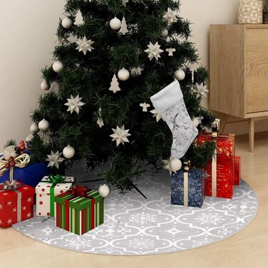 Розкішна Різдвяна Ковдра VidaXL з носком, Різдвяна ковдра, Різдвяний декор, Різдвяна спідниця, ковдра, килимок для підлоги, ялинова ковдра, тканина 150 см (150 см, біла)