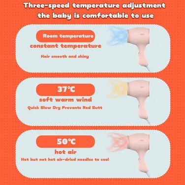 Дитячий фен Lotvic 550 Вт, міні-фен для дівчаток з 3 температурами, рожевий, легкий і довговічний