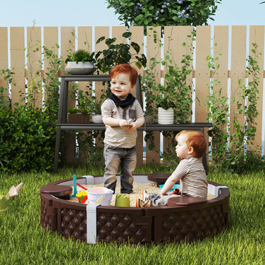 AIYAPLAY Sandbox, пісочниця на 3 місця, водонепроникна підкладка, стійкий до атмосферних впливів захисний брезент, для дітей 1,5-5 років Dark Brown