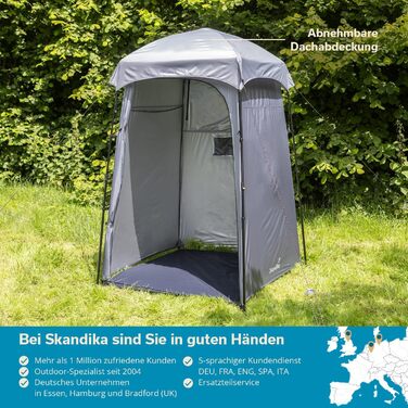 Намет для душу Skandika Camping | Переодягальний намет з висотою 210 см, сріблясте покриття, непрозорий, з окремим дном, вікно з москітною сіткою, кріплення для душу | Туалетний намет (Швидкий старт)