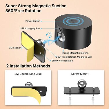 Настінний світлодіодний світильник Mexllex зарядка через USB, 3 кольори/яскравість, обертається на 360, сенсорний, 2 шт. и (чорний)