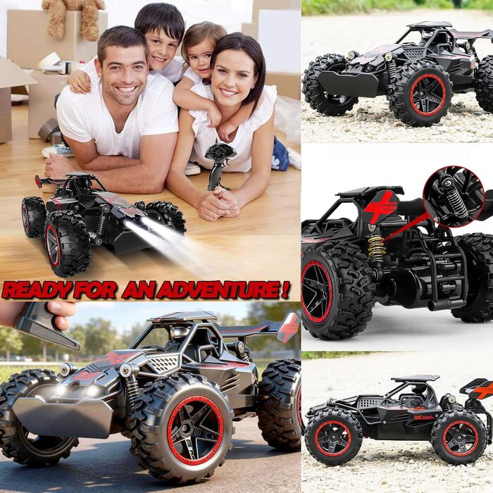 Радіокерований позашляховик 2.4GHz, LED підсвічування, швидкість 15+ км/год, іграшка для хлопчиків, чорно-червоний