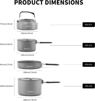 Набір кухонного посуду Fire-Maple Feast 4 для кемпінгу та відпочинку на природі (на 4-5 осіб)