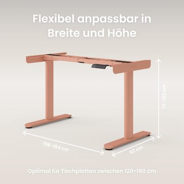 Ergotopia Desktopia One – Регульований стіл, електричний, з подвійним мотором, TÜV-сертифікований, 7 років гарантії (Apricot)