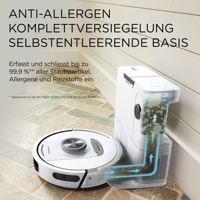 Робот-пилосос Shark PowerDetect з автопорожненням, самоочищення, до 60 днів роботи, для шерсті тварин, килимів та твердих підлог, з 3D та LiDAR навігацією, 14,5 см, білий