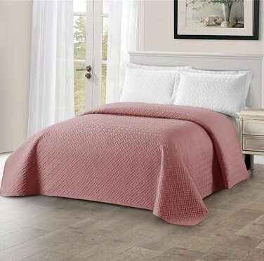Покривало Delindo Lifestyle, покривало Медлін для двоспального ліжка, однотонне для спальні, 220x240 см (140x210 см, рожеве)