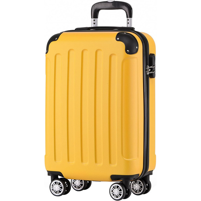 Дорожня валіза BEIBYE Twin Wheels Hardcase, жовта, ручна поклажа (55см), 14 кольорів