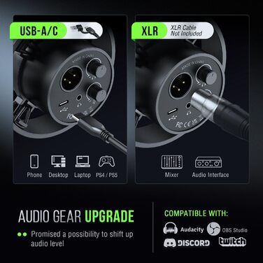FIFINE K688: Студійний мікрофон XLR/USB для запису вокалу, подкастів, стрімінгу та геймінгу. Динамічний, з кардіоїдною характеристикою, навушником 3.5 мм та кнопкою мовлення.
