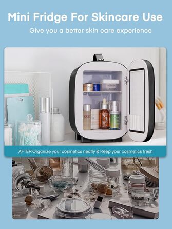 Міні холодильник FOHERE 5 літрів / 6 банок, USB живлення, 220V AC/12V DC, для напоїв та косметики, білий (чорний)