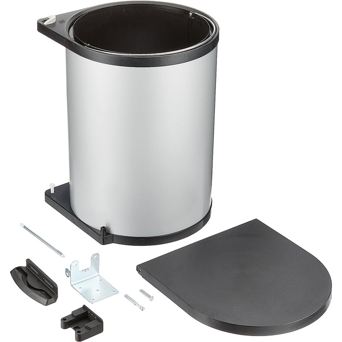 Відро для сміття Wesco для кухні, металеве Срібне відро для сміття з кришкою, 34 x 47 x 28,5