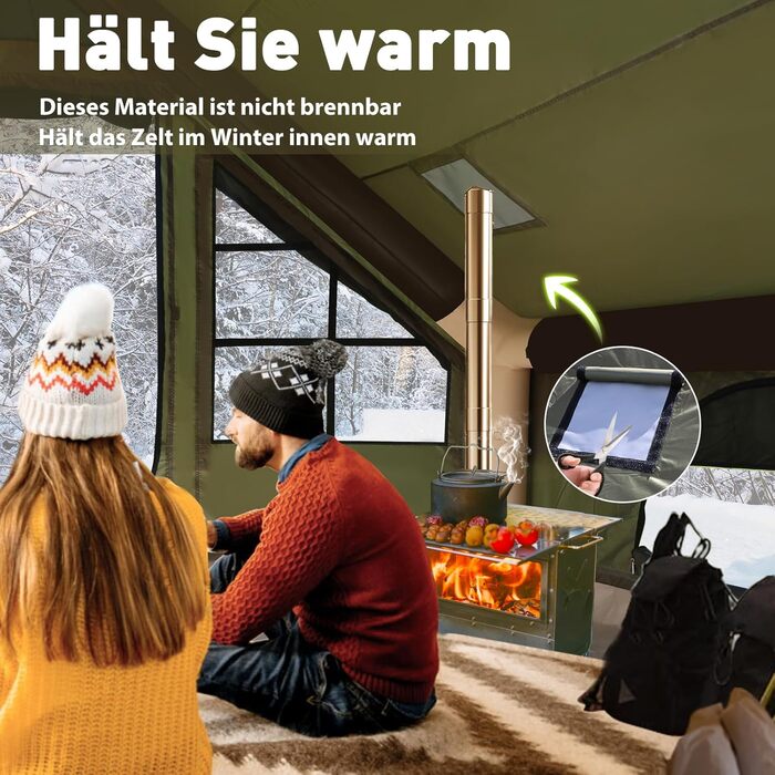 Надувний кемпінговий намет для 2-8 осіб 4 сезони Oxford, з насосом, швидкозбірний, водонепроникний, з отвором для димоходу - зелений (300x210x200 см)