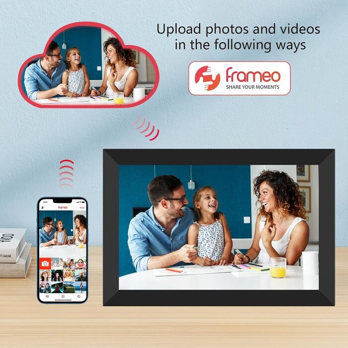 Цифровий фоторамка FRAMEO WLAN 32GB: 10.1 дюймовий Smart Cloud-фоторамка з IPS LCD сенсорним екраном та автоматичним поворотом