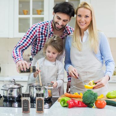 Набір скляних банок для спецій 30 шт. з дозатором, вологостійкі етикетки, 120 мл, чорний колір, органайзер для спецій