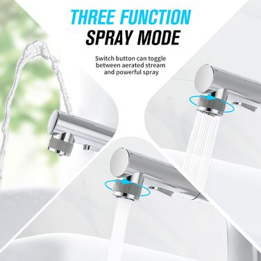 Сучасний змішувач для ванної кімнати CREA з висувною лійкою, 2 режими струменя, з міді, хром, для умивальника