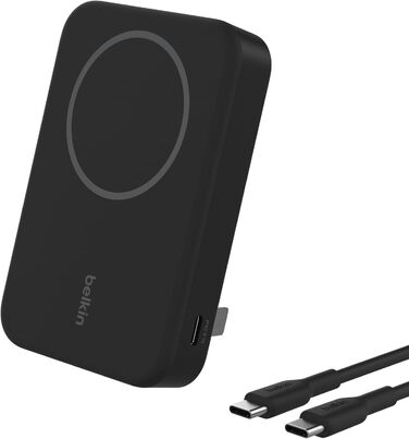 Бездротовий павербанк Belkin BoostCharge Pro 10 000 мАг, MagSafe, підставка, для iPhone 16/15, Чорний