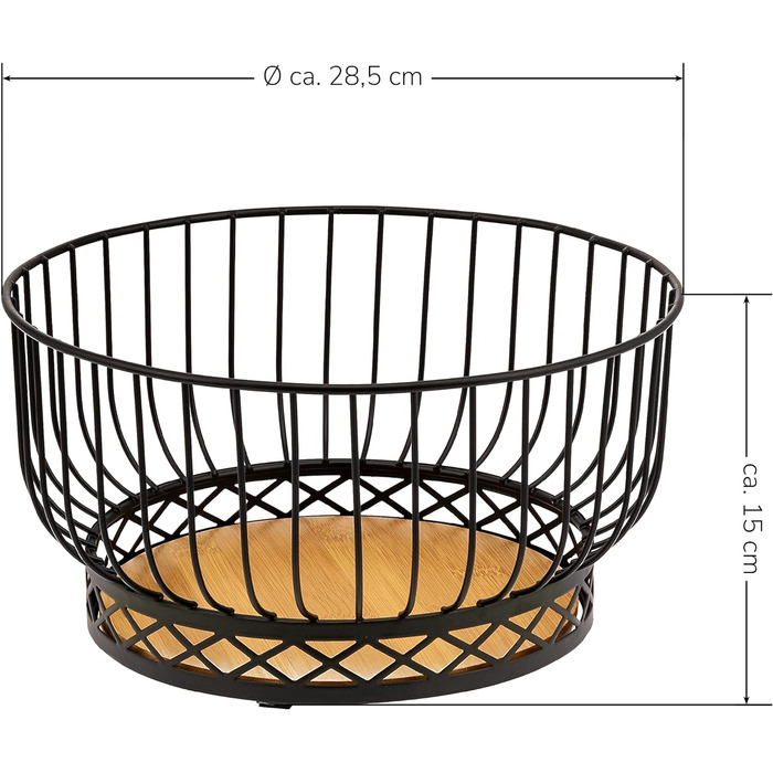 Кошик для фруктів bremermann, Ø 28,5 см, матовий чорний, бамбукова основа