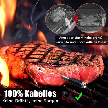 Бездротовий термометр для м'яса з Bluetooth, 150м - розумний термометр для гриля, BBQ, мангалу, духовки, кухні