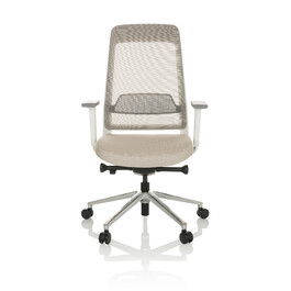 Офісне крісло / поворотне крісло CHIARO T2 WHITE сітка / тканина сіра / бежева hjh OFFICE