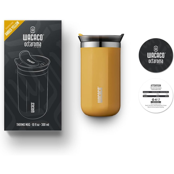 WACACO Octaroma Lungo: вакуумний термос для кави, 300 мл, жовтий