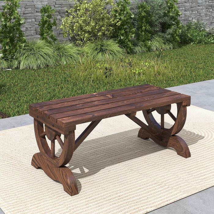 Садова лавка Outsunny Wood Атмосферостійка 98 x 50 x 39.5 см, Сільська лавка для садових меблів, міцна та стильна
